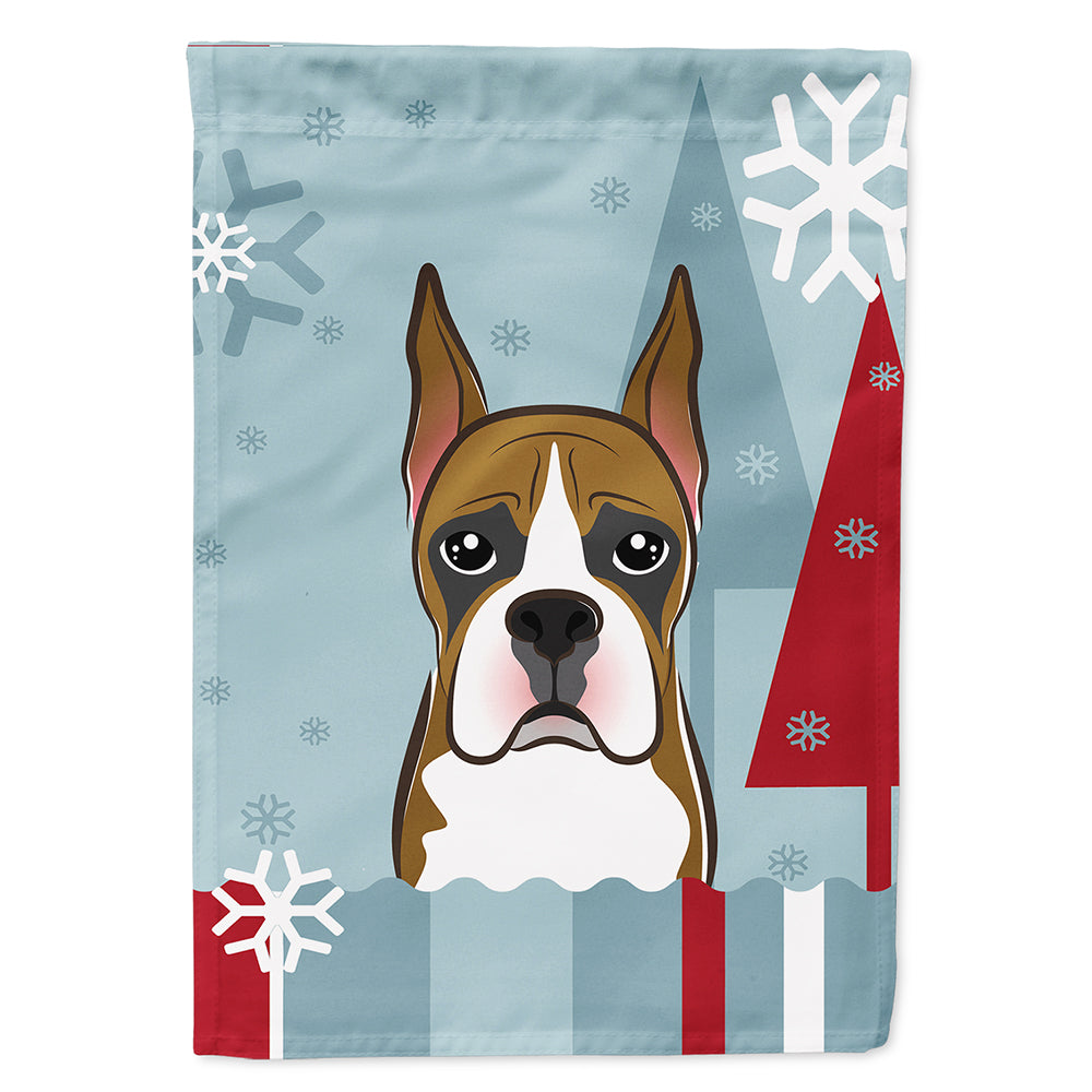 Winter Holiday Boxer House Flag 28x40 Porch Sleeve Pole Decorative Outside Yard Banner Artwork Wall Hanging, Polyester