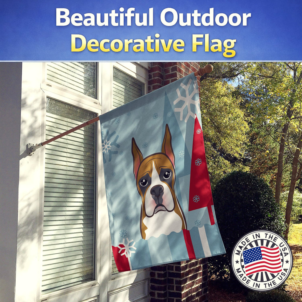 Winter Holiday Boxer House Flag 28x40 Porch Sleeve Pole Decorative Outside Yard Banner Artwork Wall Hanging, Polyester