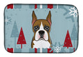 Winter Holiday Boxer Dish Drying Mat Absorbent Dish Drying Mat Pad for Kitchen Counter Dish Drainer Mat for Countertop, 14 x 21", Multicolor