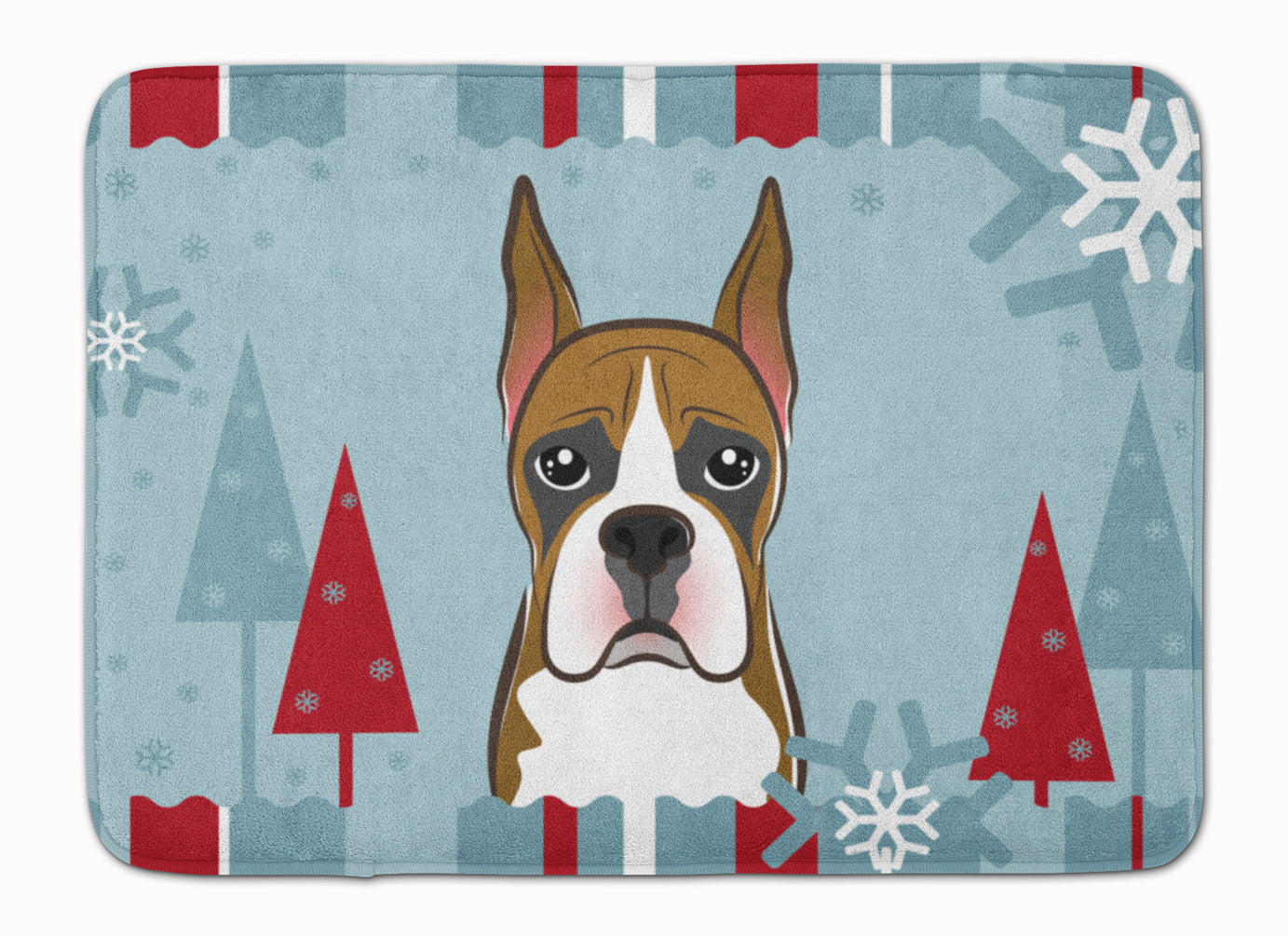 Winter Holiday Boxer Memory Foam Kitchen Mat Machine Washable Anti-Fatigue Cushion Comfort Bath or Kitchen Rug