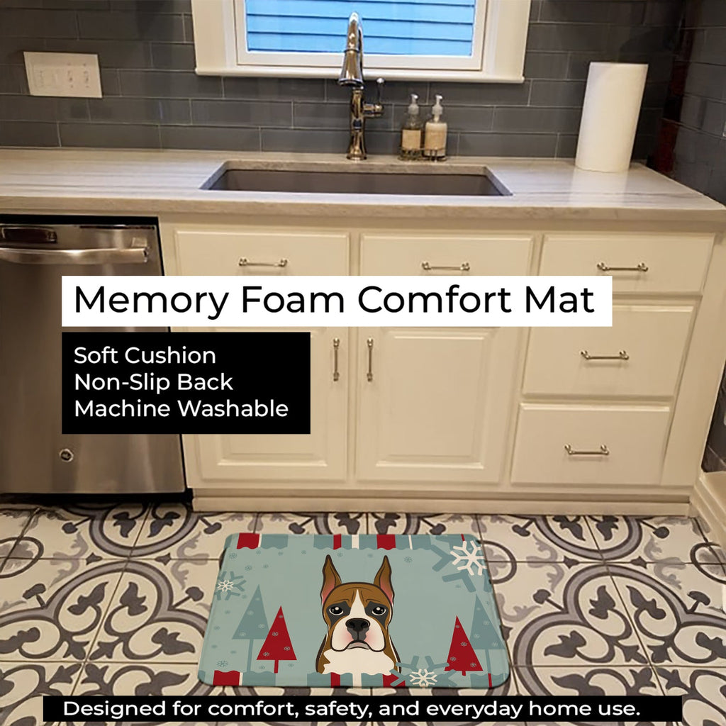 Winter Holiday Boxer Memory Foam Kitchen Mat Machine Washable Anti-Fatigue Cushion Comfort Bath or Kitchen Rug