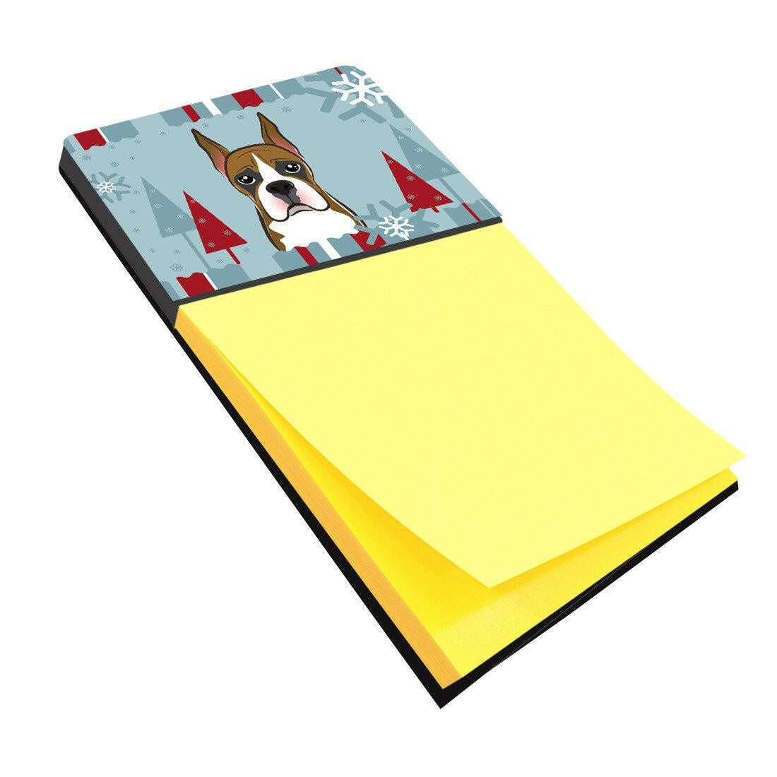 Winter Holiday Boxer Watercolor Sticky Note Holder Refillable Dispenser Desk Accessory 3x3 Pad Gift