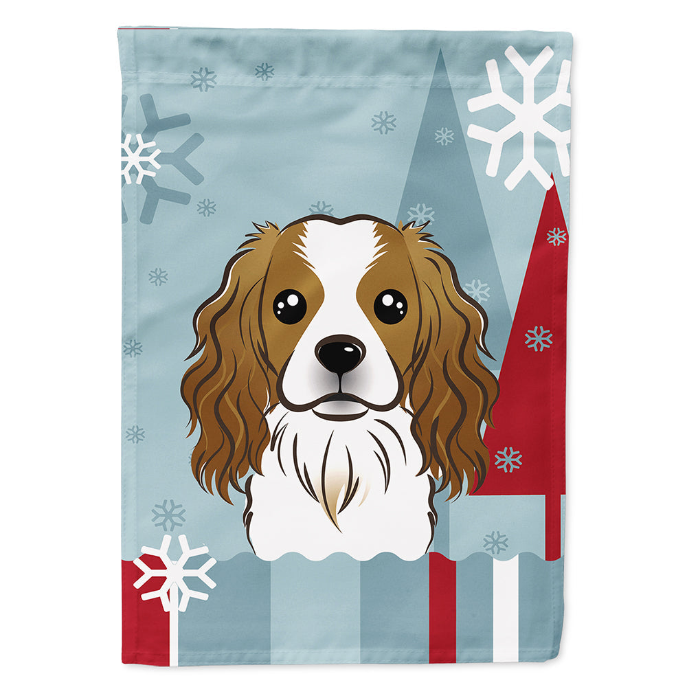 Winter Holiday Cavalier Spaniel House Flag 28x40 Porch Sleeve Pole Decorative Outside Yard Banner Artwork Wall Hanging, Polyester