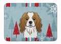 Winter Holiday Cavalier Spaniel Memory Foam Kitchen Mat Machine Washable Anti-Fatigue Cushion Comfort Bath or Kitchen Rug