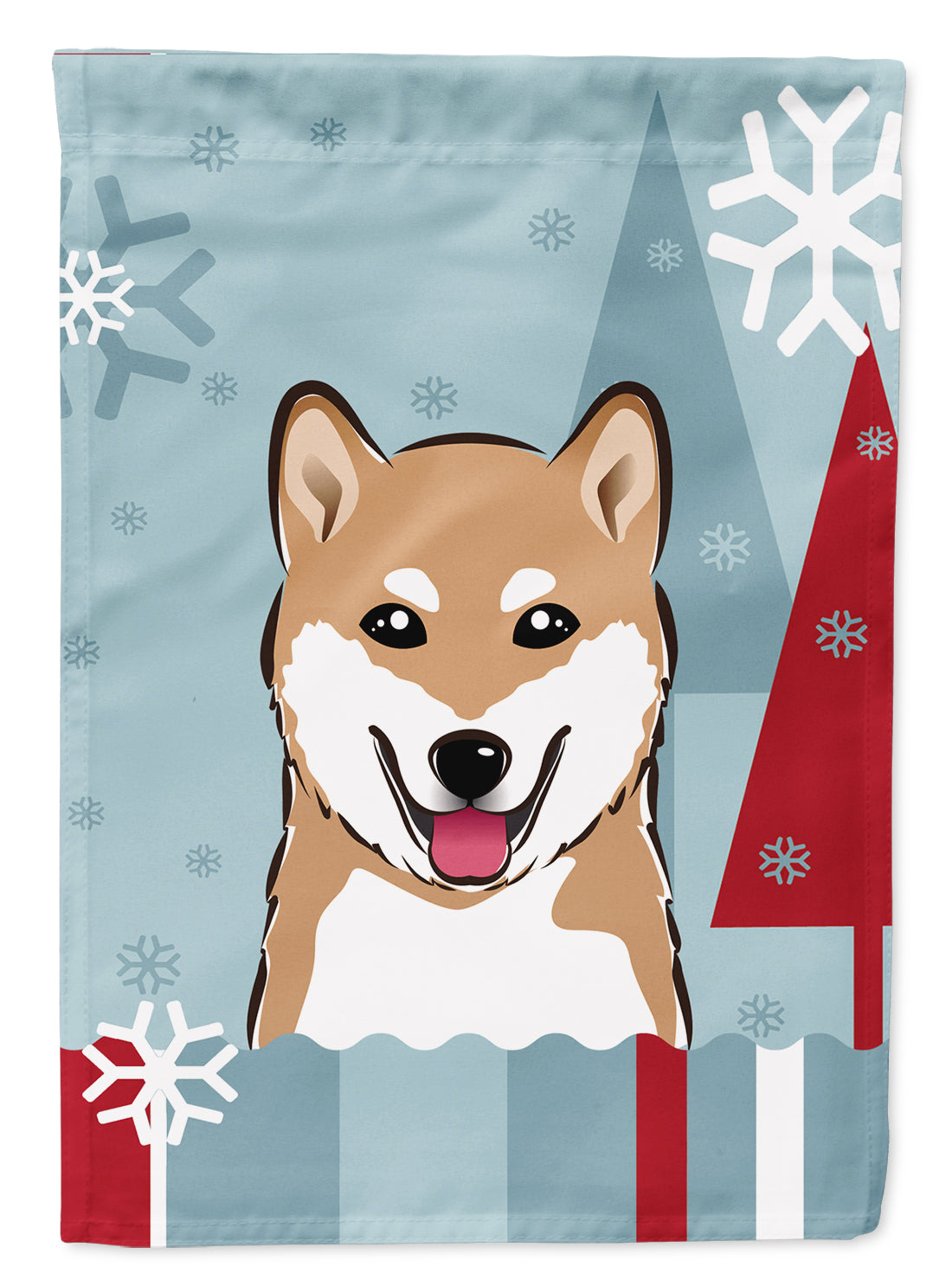 Winter Holiday Shiba Inu House Flag 28x40 Porch Sleeve Pole Decorative Outside Yard Banner Artwork Wall Hanging, Polyester