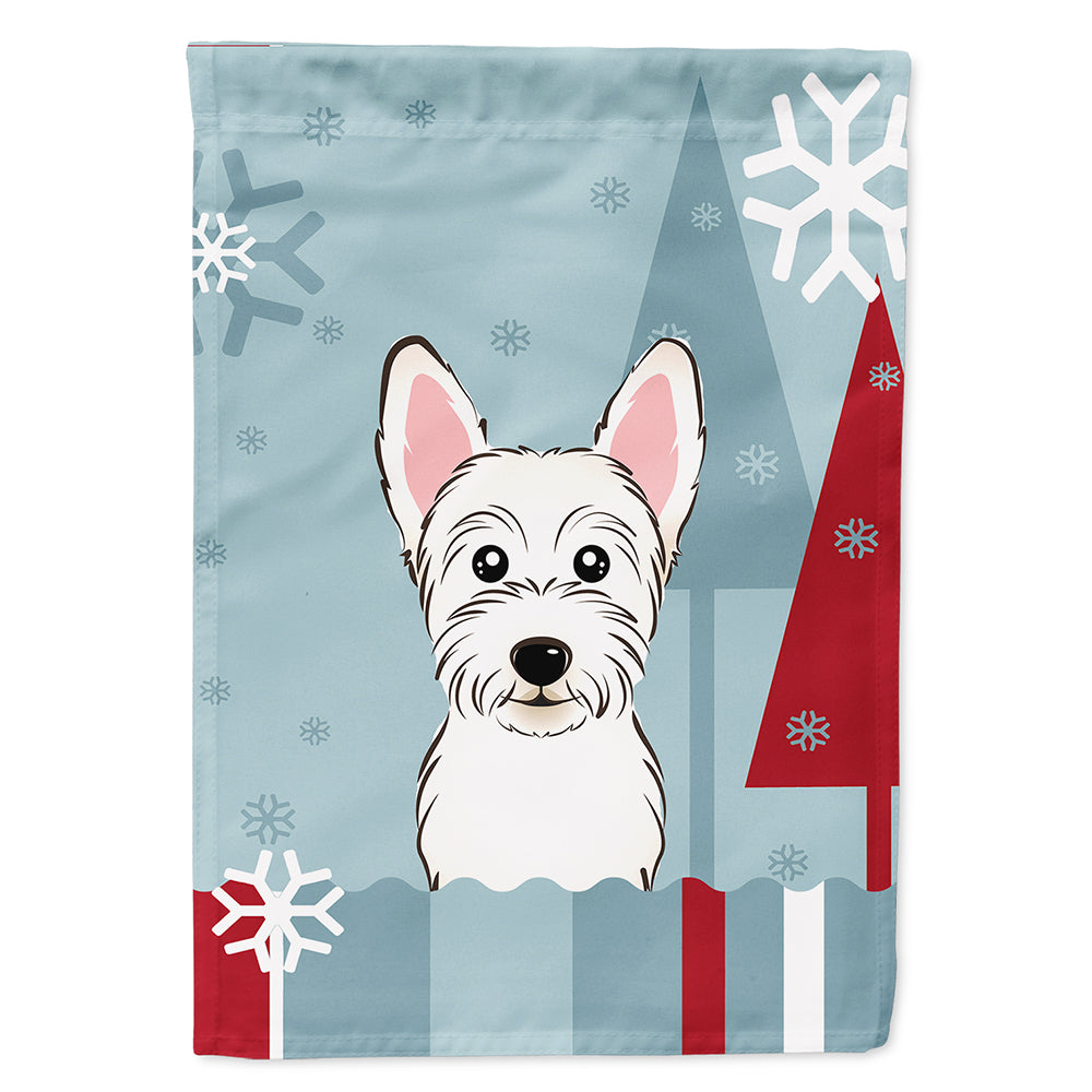Winter Holiday Westie House Flag 28x40 Porch Sleeve Pole Decorative Outside Yard Banner Artwork Wall Hanging, Polyester
