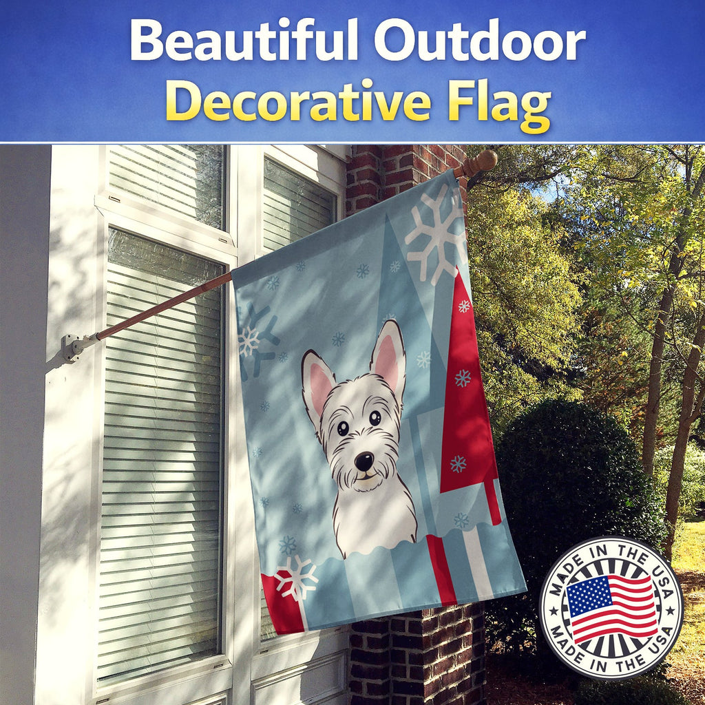 Winter Holiday Westie House Flag 28x40 Porch Sleeve Pole Decorative Outside Yard Banner Artwork Wall Hanging, Polyester