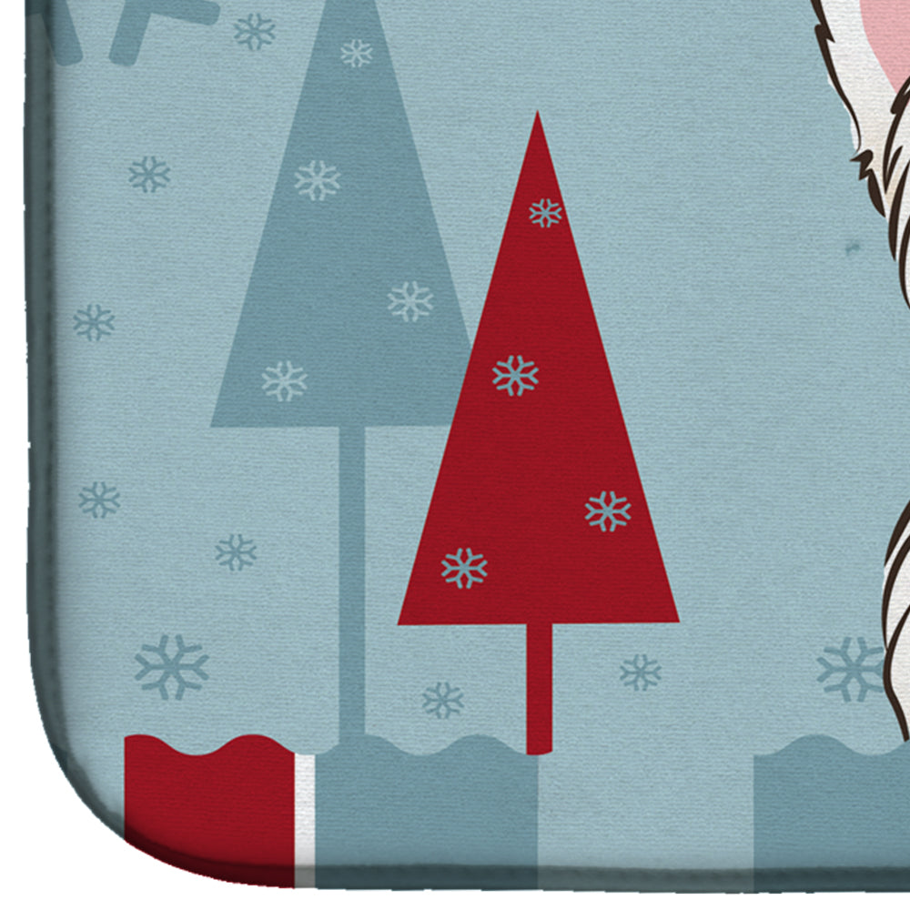 Winter Holiday Westie Dish Drying Mat Absorbent Dish Drying Mat Pad for Kitchen Counter Dish Drainer Mat for Countertop, 14 x 21", Multicolor