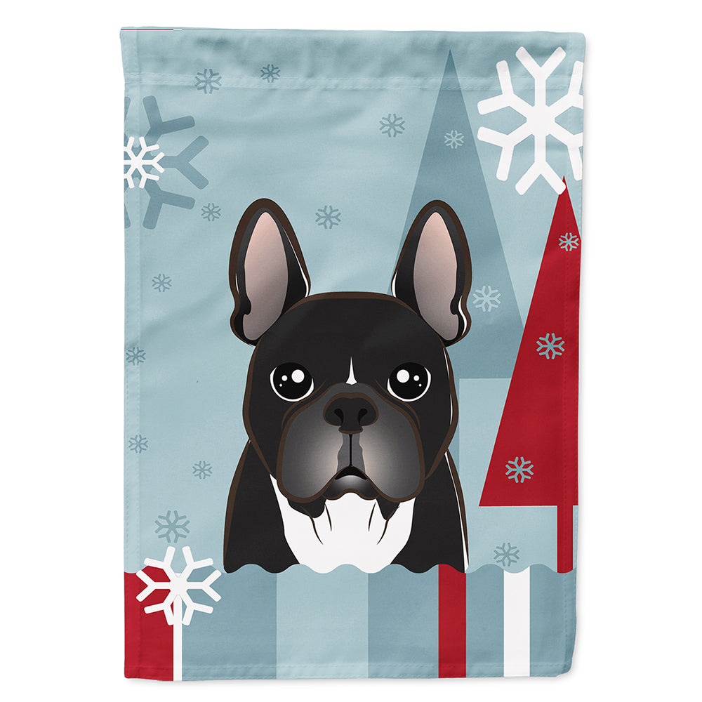 Winter Holiday French Bulldog House Flag 28x40 Porch Sleeve Pole Decorative Outside Yard Banner Artwork Wall Hanging, Polyester