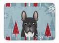 Winter Holiday French Bulldog Memory Foam Kitchen Mat Machine Washable Anti-Fatigue Cushion Comfort Bath or Kitchen Rug