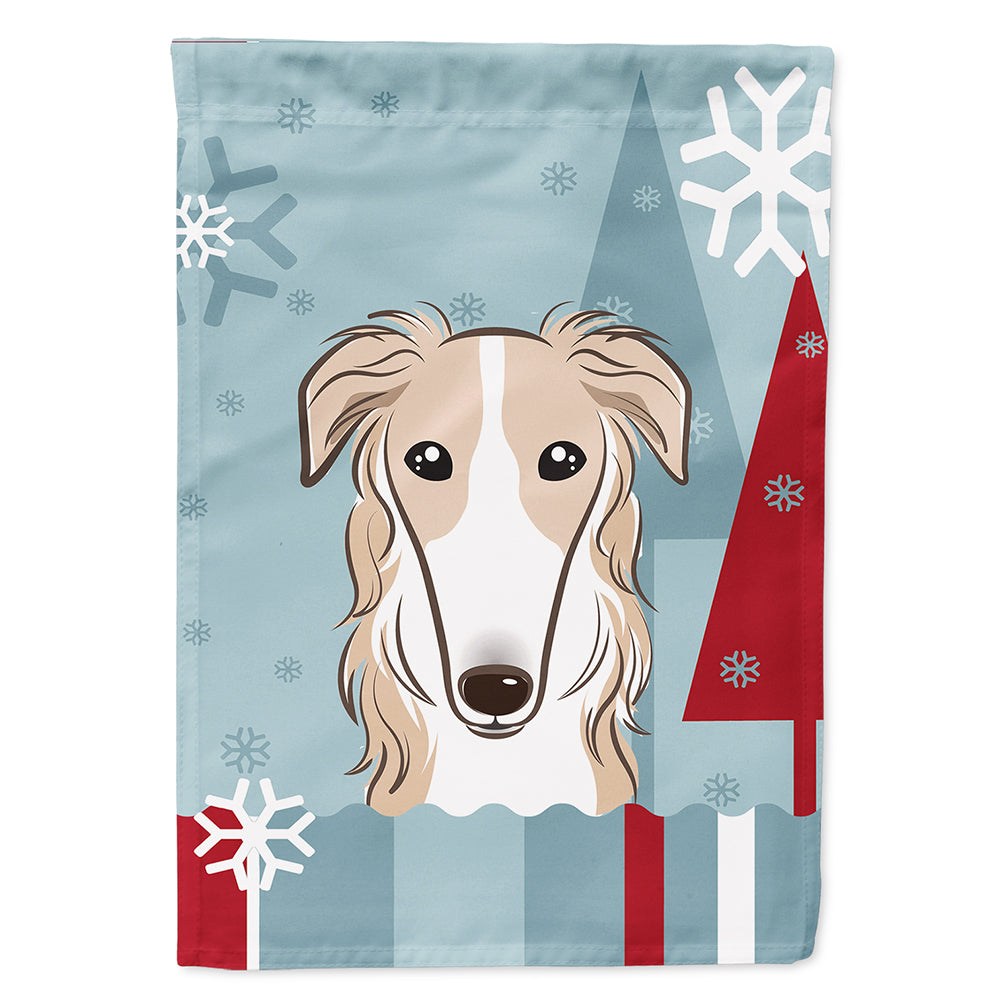 Winter Holiday Borzoi House Flag 28x40 Porch Sleeve Pole Decorative Outside Yard Banner Artwork Wall Hanging, Polyester