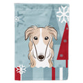 Winter Holiday Borzoi House Flag 28x40 Porch Sleeve Pole Decorative Outside Yard Banner Artwork Wall Hanging, Polyester
