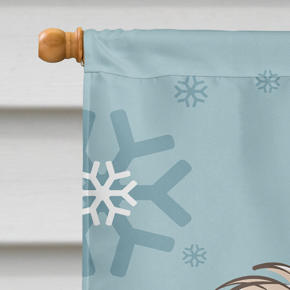 Winter Holiday Borzoi House Flag 28x40 Porch Sleeve Pole Decorative Outside Yard Banner Artwork Wall Hanging, Polyester
