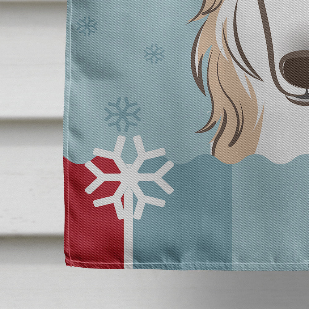 Winter Holiday Borzoi House Flag 28x40 Porch Sleeve Pole Decorative Outside Yard Banner Artwork Wall Hanging, Polyester