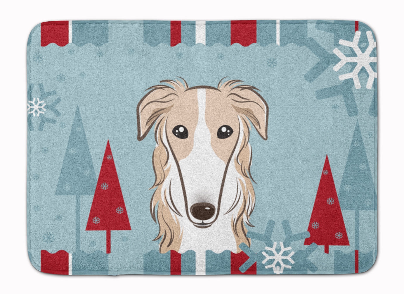 Winter Holiday Borzoi Memory Foam Kitchen Mat Machine Washable Anti-Fatigue Cushion Comfort Bath or Kitchen Rug