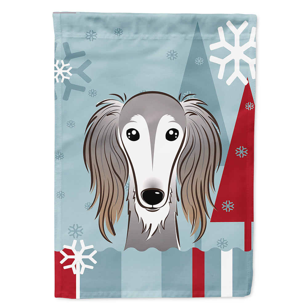 Winter Holiday Saluki House Flag 28x40 Porch Sleeve Pole Decorative Outside Yard Banner Artwork Wall Hanging, Polyester