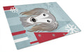 Winter Holiday Saluki Cutting Board Tempered Glass Kitchen Cutting Surface, Heat Resistant Chopping, Non-Slip Feet, Food Prep & Serving