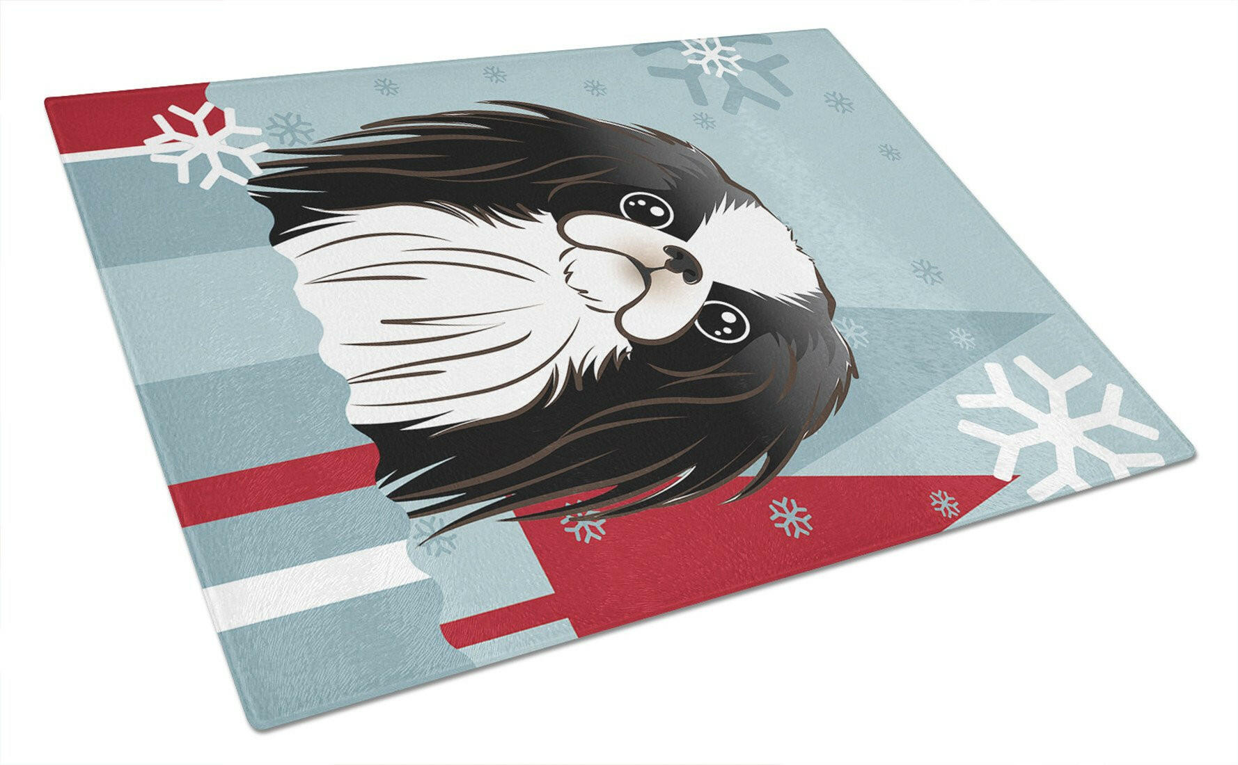 Winter Holiday Japanese Chin Cutting Board Tempered Glass Kitchen Cutting Surface, Heat Resistant Chopping, Non-Slip Feet, Food Prep & Serving