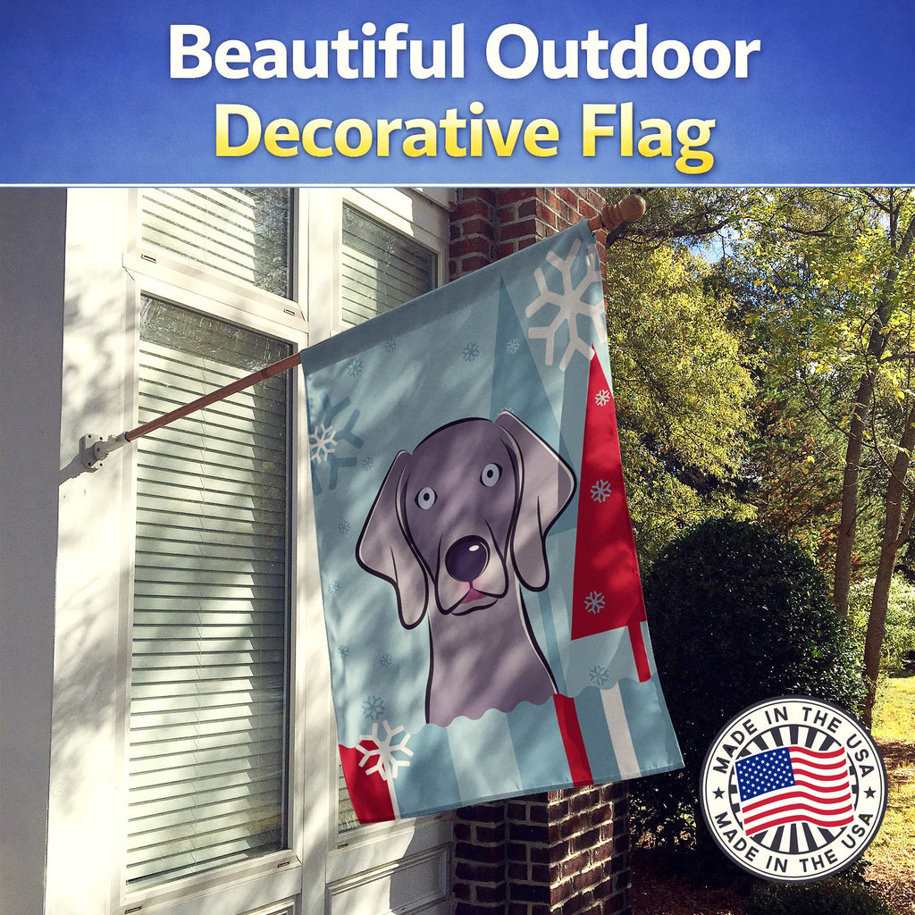 Winter Holiday Weimaraner House Flag 28x40 Porch Sleeve Pole Decorative Outside Yard Banner Artwork Wall Hanging, Polyester