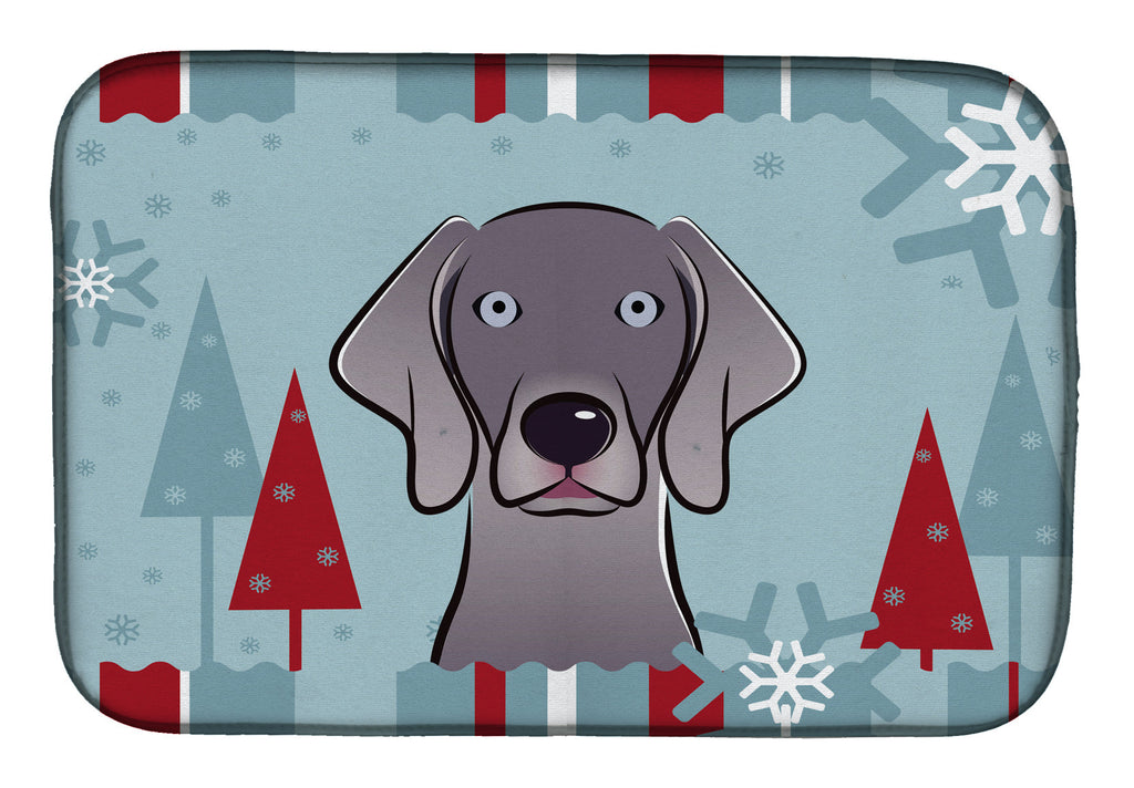 Winter Holiday Weimaraner Dish Drying Mat Absorbent Dish Drying Mat Pad for Kitchen Counter Dish Drainer Mat for Countertop, 14 x 21", Multicolor