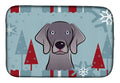 Winter Holiday Weimaraner Dish Drying Mat Absorbent Dish Drying Mat Pad for Kitchen Counter Dish Drainer Mat for Countertop, 14 x 21", Multicolor