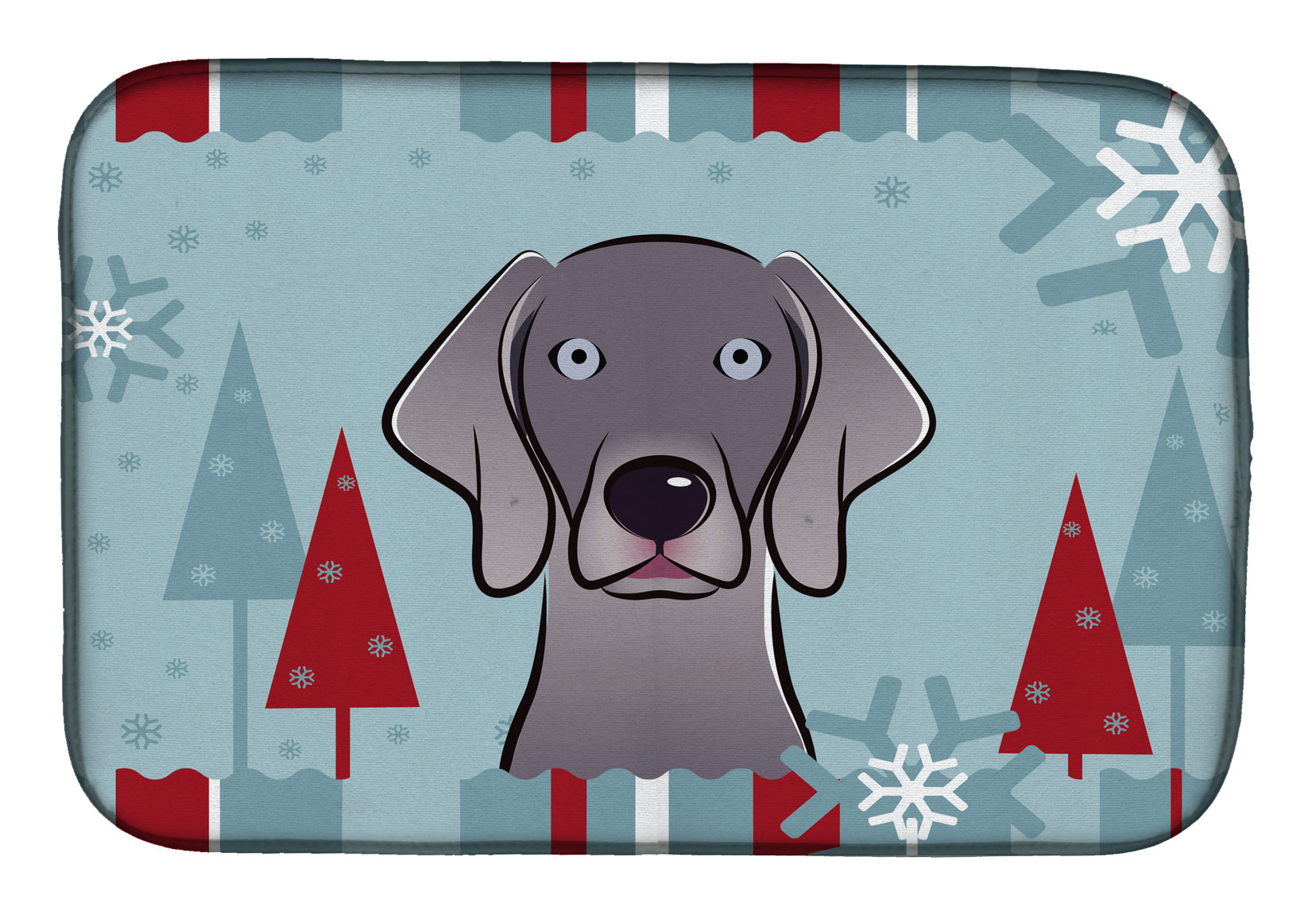 Winter Holiday Weimaraner Dish Drying Mat Absorbent Dish Drying Mat Pad for Kitchen Counter Dish Drainer Mat for Countertop, 14 x 21", Multicolor