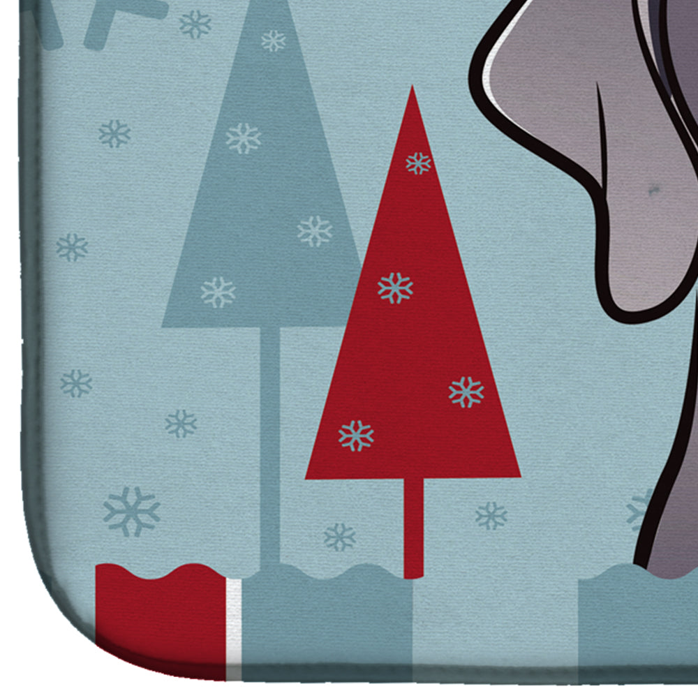 Winter Holiday Weimaraner Dish Drying Mat Absorbent Dish Drying Mat Pad for Kitchen Counter Dish Drainer Mat for Countertop, 14 x 21", Multicolor