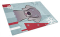 Winter Holiday Weimaraner Cutting Board Tempered Glass Kitchen Cutting Surface, Heat Resistant Chopping, Non-Slip Feet, Food Prep & Serving