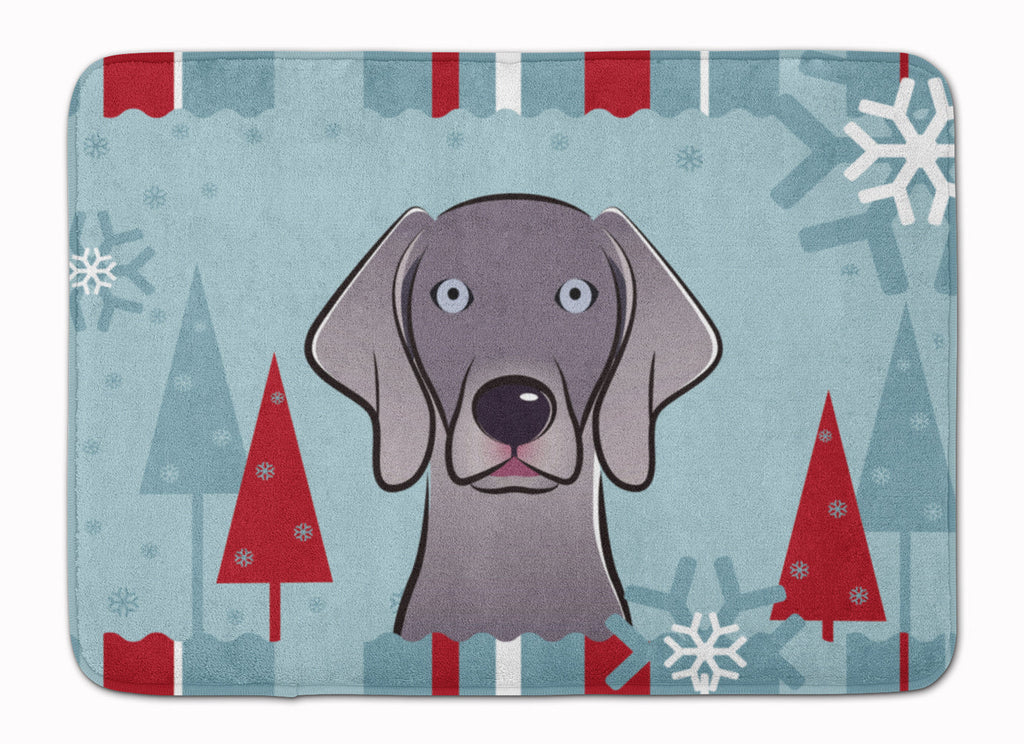 Winter Holiday Weimaraner Memory Foam Kitchen Mat Machine Washable Anti-Fatigue Cushion Comfort Bath or Kitchen Rug