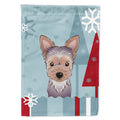 Winter Holiday Yorkie Puppy House Flag 28x40 Porch Sleeve Pole Decorative Outside Yard Banner Artwork Wall Hanging, Polyester