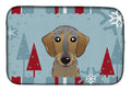Winter Holiday Wirehaired Dachshund Dish Drying Mat Absorbent Dish Drying Mat Pad for Kitchen Counter Dish Drainer Mat for Countertop, 14 x 21", Multicolor