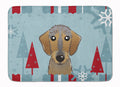 Winter Holiday Wirehaired Dachshund Memory Foam Kitchen Mat Machine Washable Anti-Fatigue Cushion Comfort Bath or Kitchen Rug