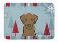 Winter Holiday Chocolate Labrador Memory Foam Kitchen Mat Machine Washable Anti-Fatigue Cushion Comfort Bath or Kitchen Rug