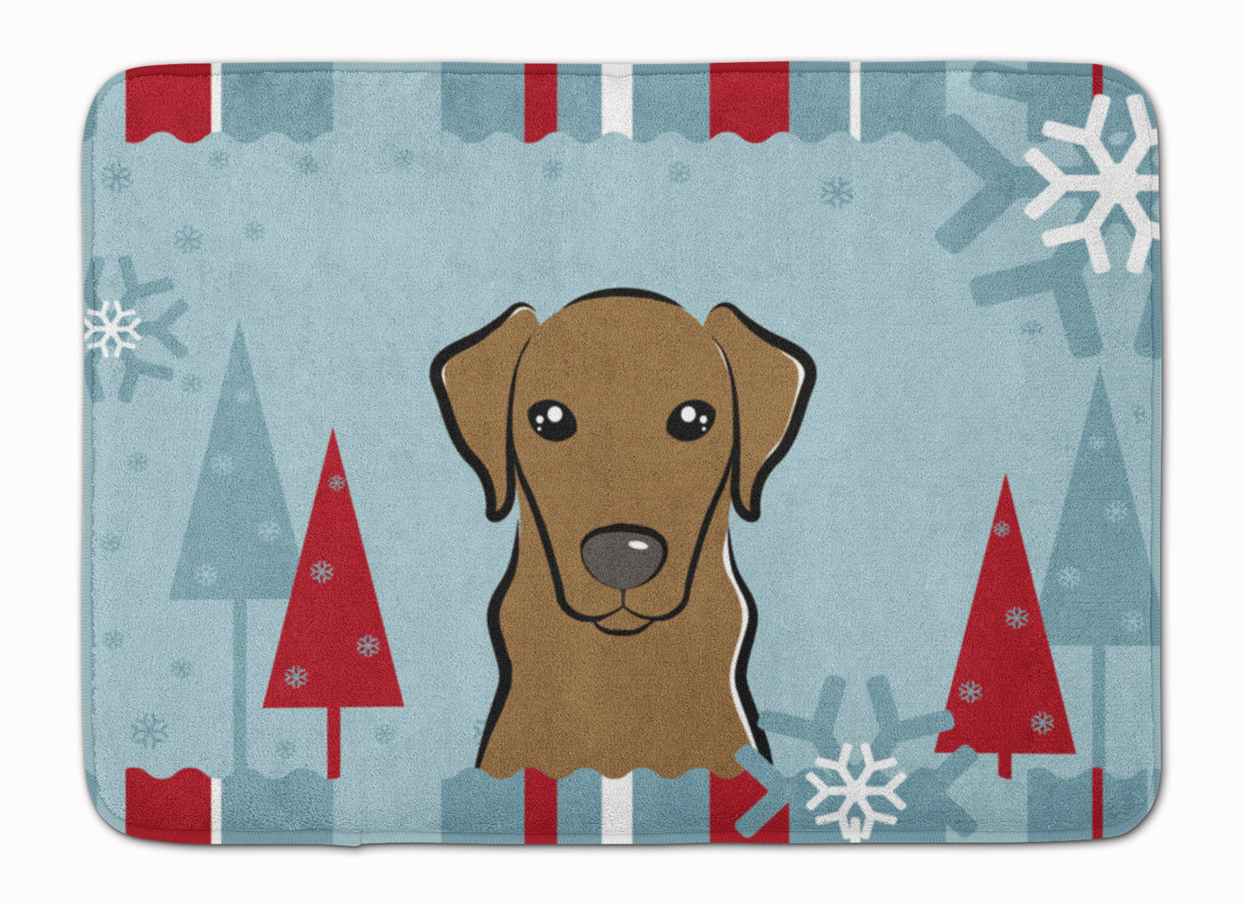 Winter Holiday Chocolate Labrador Memory Foam Kitchen Mat Machine Washable Anti-Fatigue Cushion Comfort Bath or Kitchen Rug