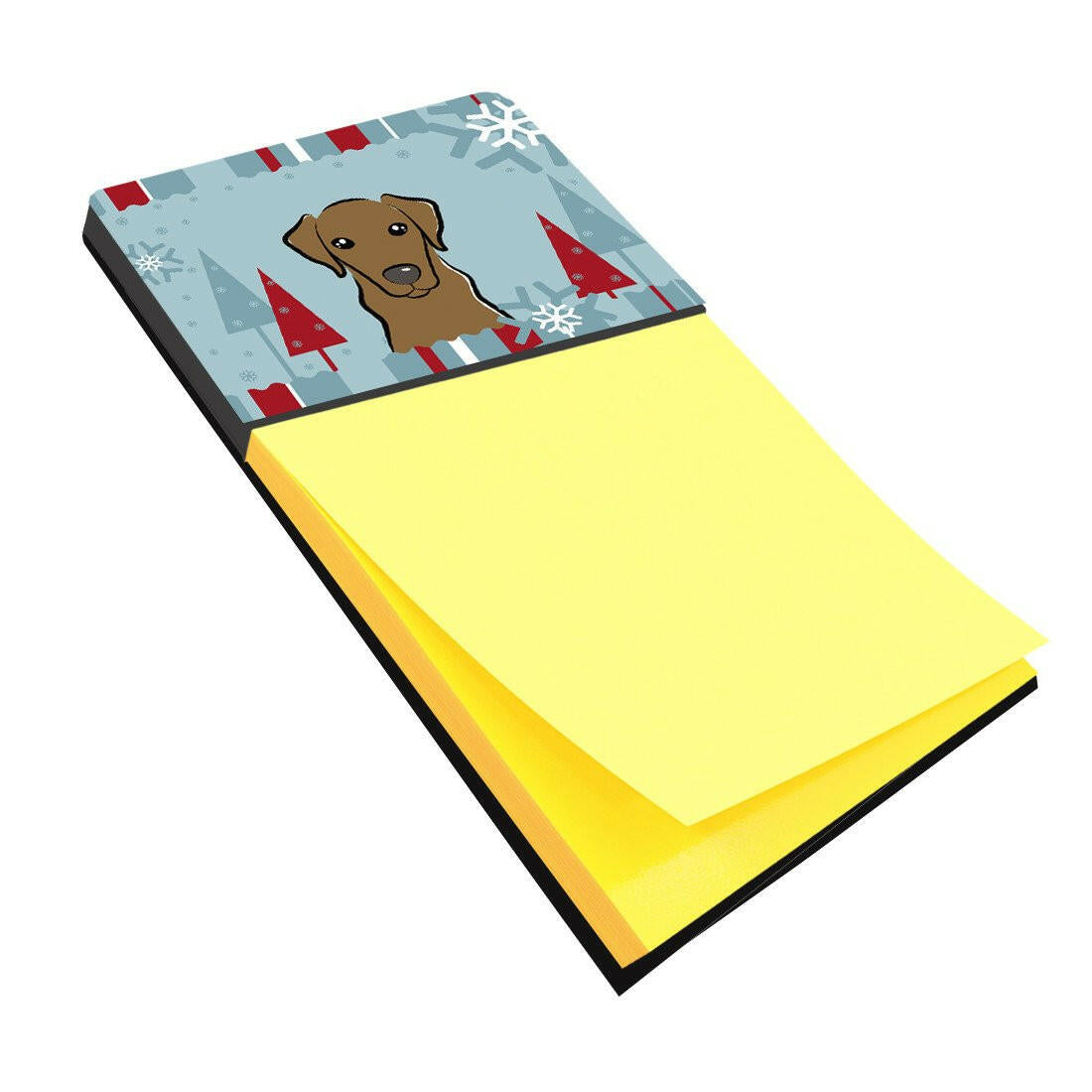 Winter Holiday Chocolate Labrador Watercolor Sticky Note Holder Refillable Dispenser Desk Accessory 3x3 Pad Gift