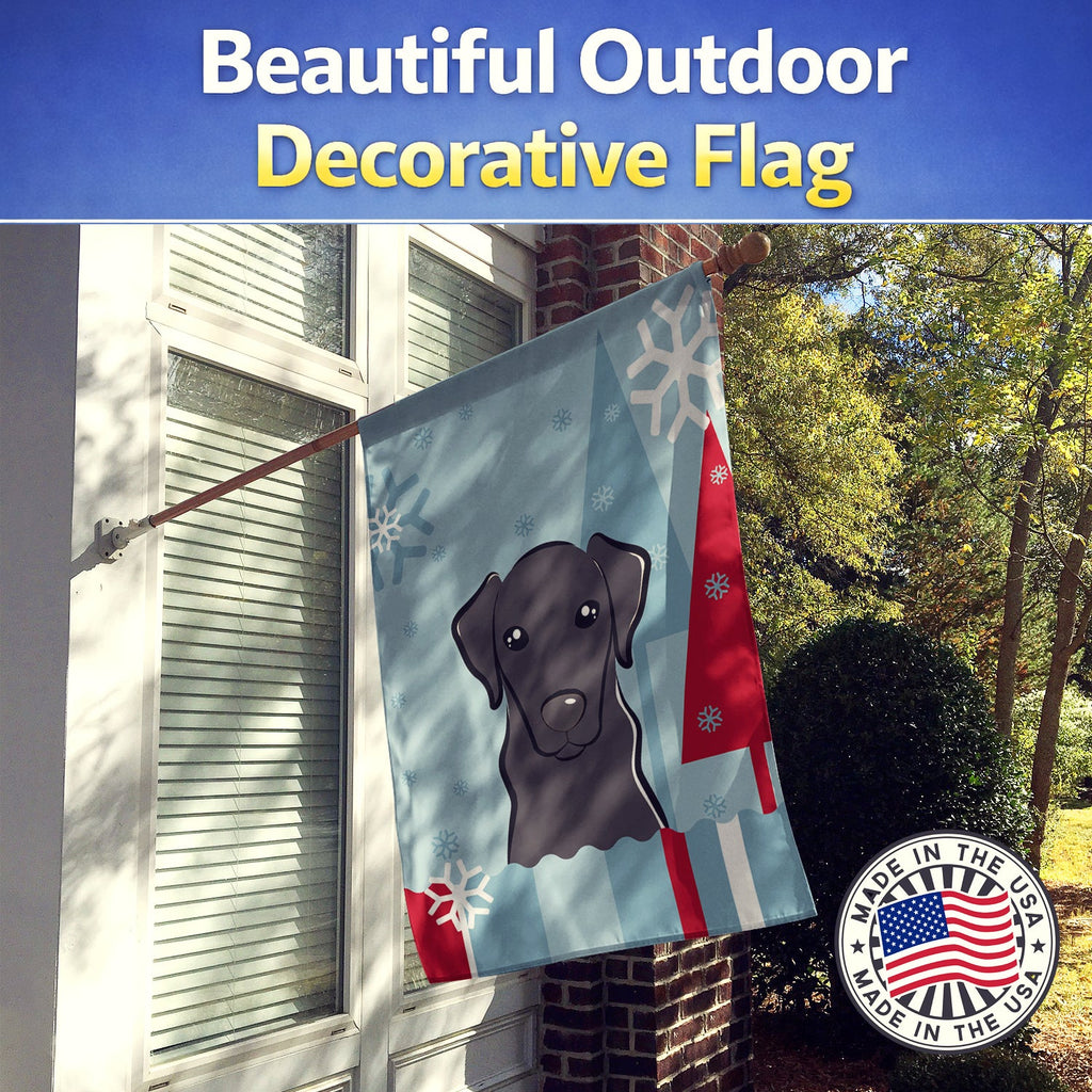 Winter Holiday Black Labrador House Flag 28x40 Porch Sleeve Pole Decorative Outside Yard Banner Artwork Wall Hanging, Polyester