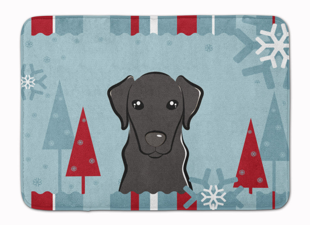 Winter Holiday Black Labrador Memory Foam Kitchen Mat Machine Washable Anti-Fatigue Cushion Comfort Bath or Kitchen Rug