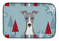 Winter Holiday Italian Greyhound Dish Drying Mat Absorbent Dish Drying Mat Pad for Kitchen Counter Dish Drainer Mat for Countertop, 14 x 21", Multicolor