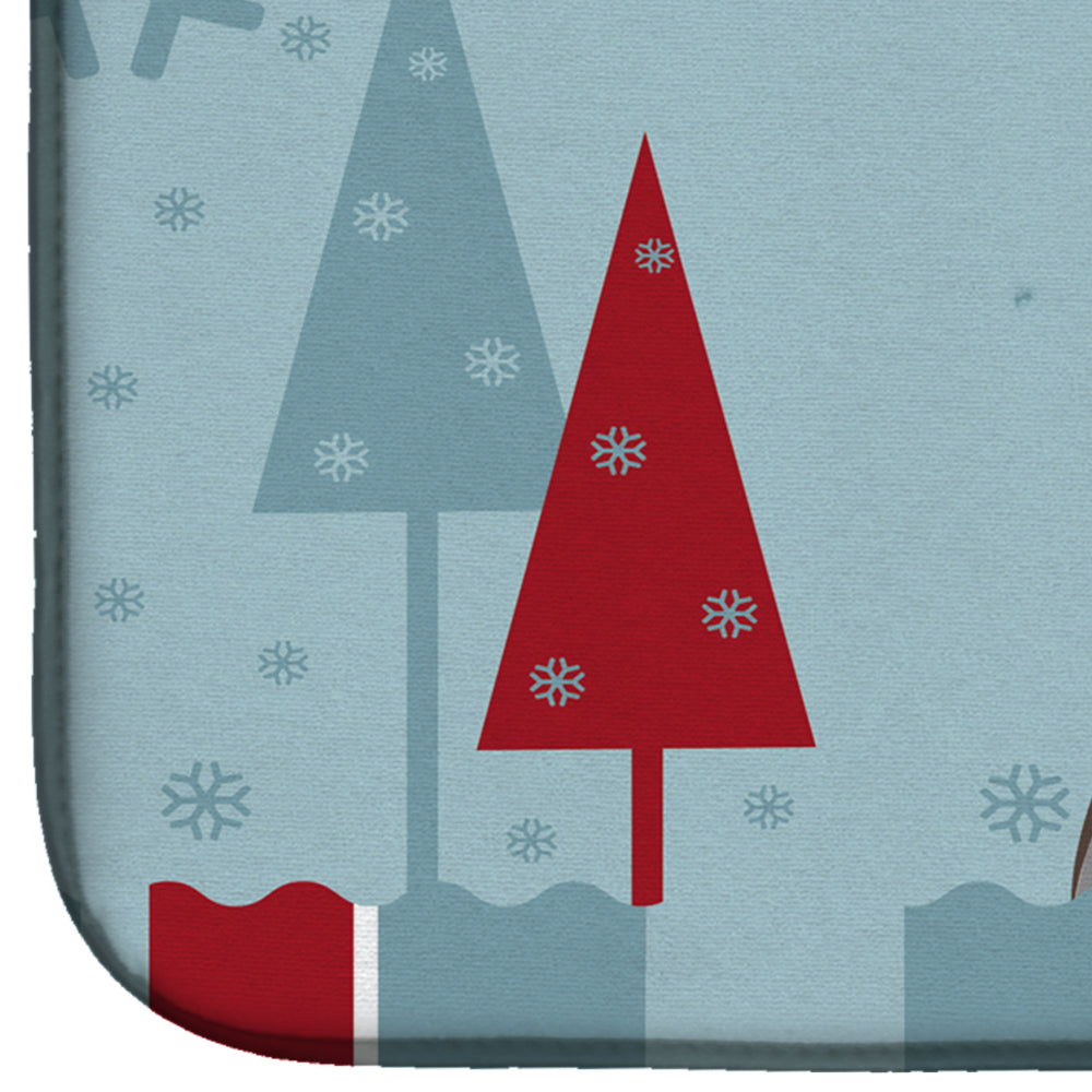 Winter Holiday Italian Greyhound Dish Drying Mat Absorbent Dish Drying Mat Pad for Kitchen Counter Dish Drainer Mat for Countertop, 14 x 21", Multicolor
