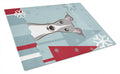 Winter Holiday Italian Greyhound Cutting Board Tempered Glass Kitchen Cutting Surface, Heat Resistant Chopping, Non-Slip Feet, Food Prep & Serving