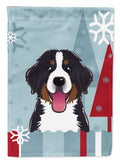 Winter Holiday Bernese Mountain Dog House Flag 28x40 Porch Sleeve Pole Decorative Outside Yard Banner Artwork Wall Hanging, Polyester