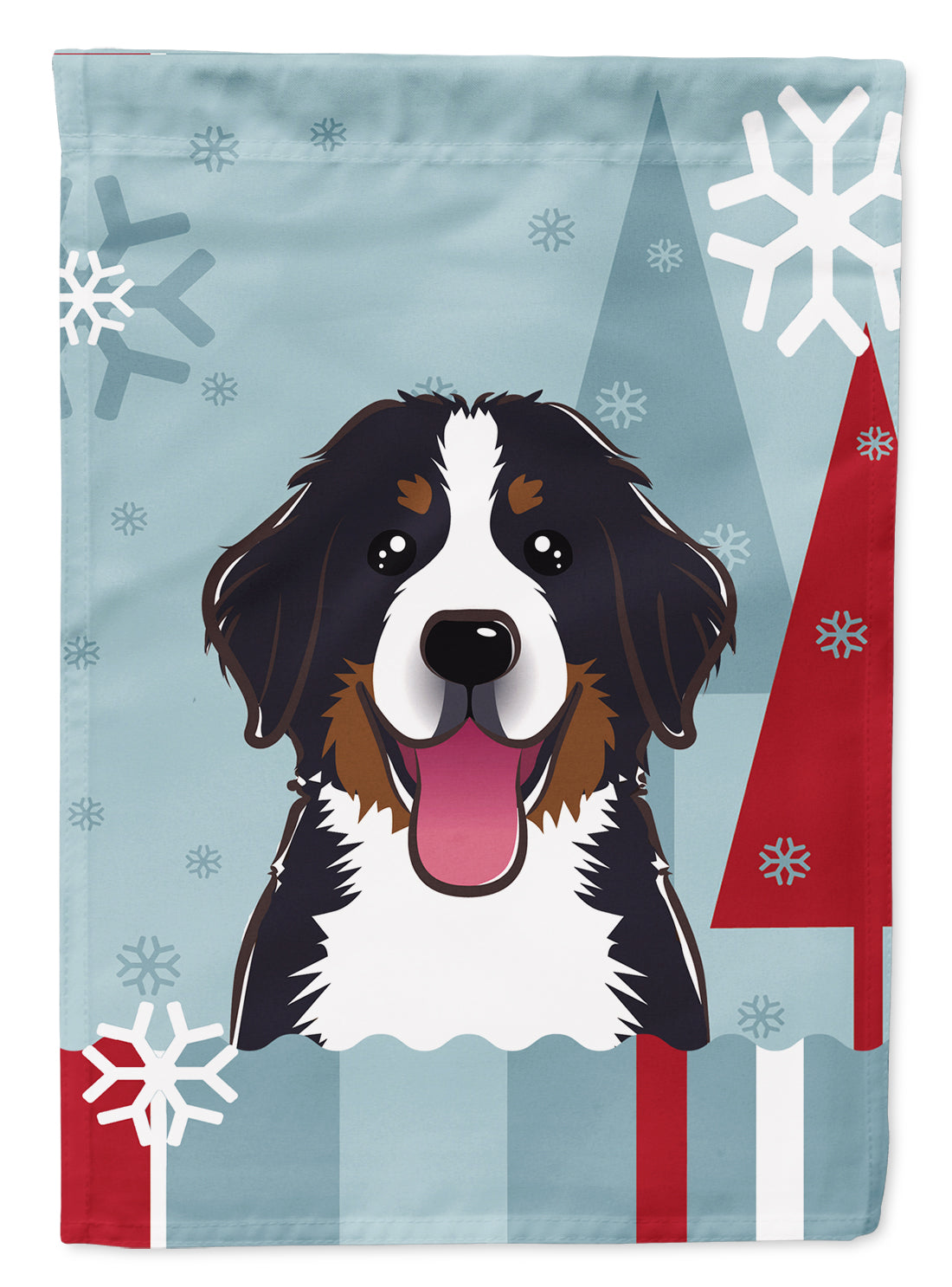 Winter Holiday Bernese Mountain Dog House Flag 28x40 Porch Sleeve Pole Decorative Outside Yard Banner Artwork Wall Hanging, Polyester