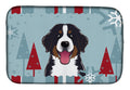 Winter Holiday Bernese Mountain Dog Dish Drying Mat Absorbent Dish Drying Mat Pad for Kitchen Counter Dish Drainer Mat for Countertop, 14 x 21", Multicolor