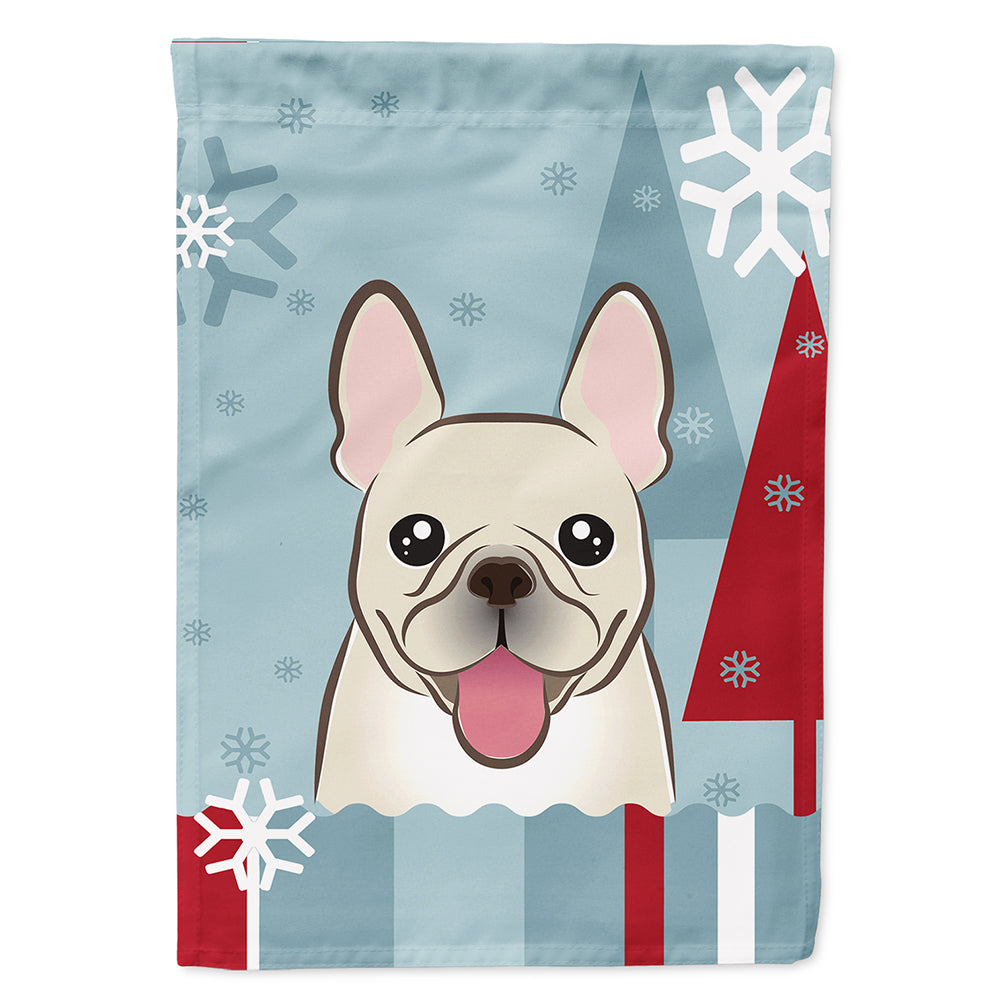 Winter Holiday French Bulldog House Flag 28x40 Porch Sleeve Pole Decorative Outside Yard Banner Artwork Wall Hanging, Polyester