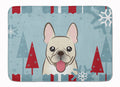 Winter Holiday French Bulldog Memory Foam Kitchen Mat Machine Washable Anti-Fatigue Cushion Comfort Bath or Kitchen Rug