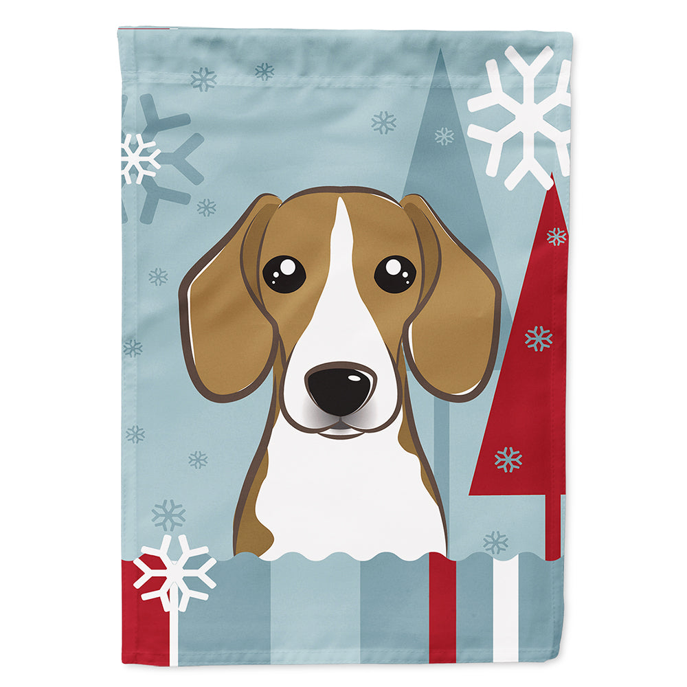 Winter Holiday Beagle House Flag 28x40 Porch Sleeve Pole Decorative Outside Yard Banner Artwork Wall Hanging, Polyester
