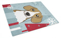 Winter Holiday Beagle Cutting Board Tempered Glass Kitchen Cutting Surface, Heat Resistant Chopping, Non-Slip Feet, Food Prep & Serving