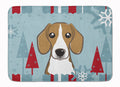 Winter Holiday Beagle Memory Foam Kitchen Mat Machine Washable Anti-Fatigue Cushion Comfort Bath or Kitchen Rug