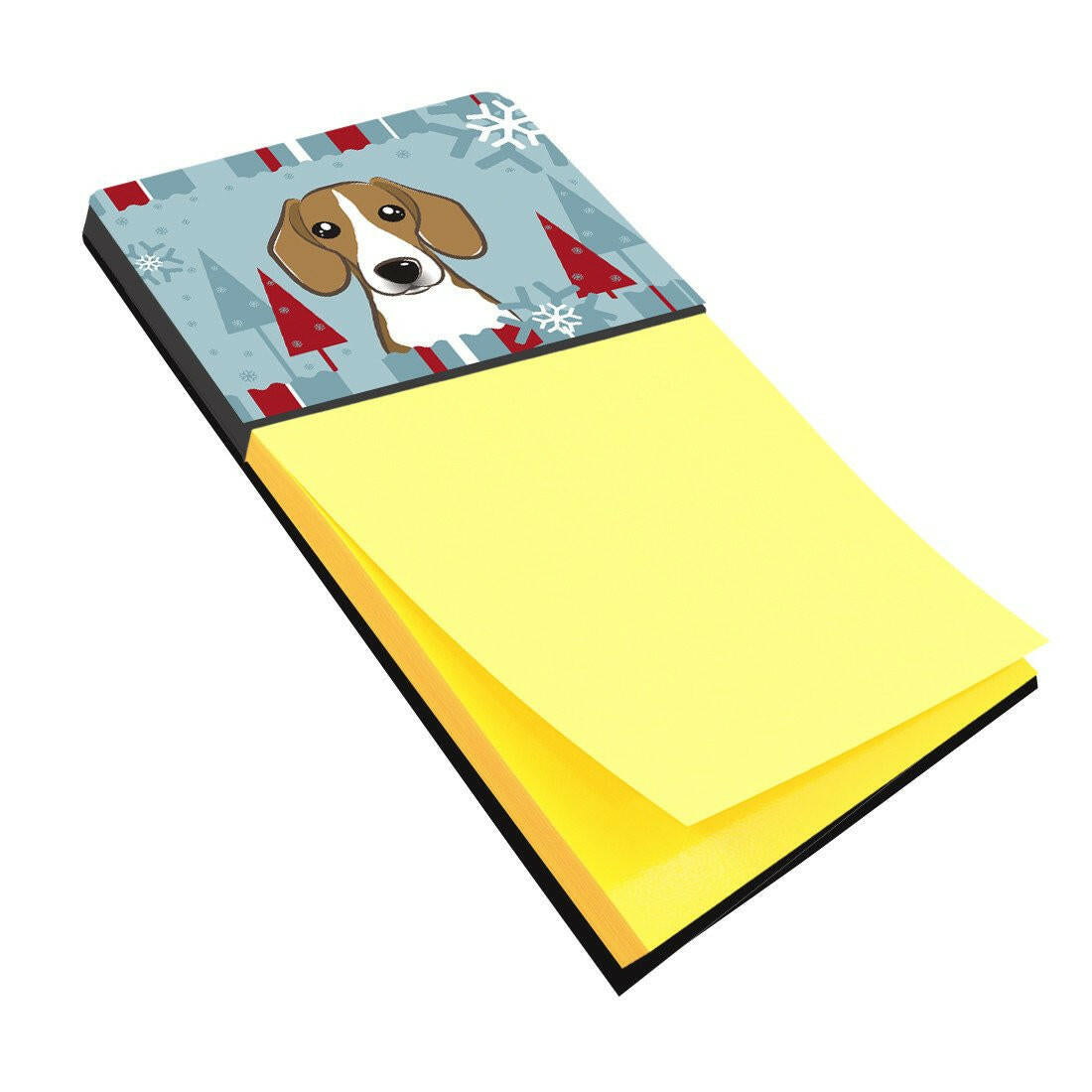 Winter Holiday Beagle Watercolor Sticky Note Holder Refillable Dispenser Desk Accessory 3x3 Pad Gift