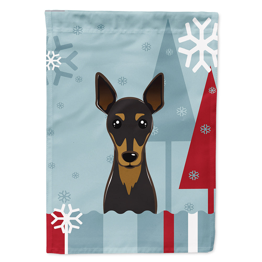 Winter Holiday Min Pin House Flag 28x40 Porch Sleeve Pole Decorative Outside Yard Banner Artwork Wall Hanging, Polyester